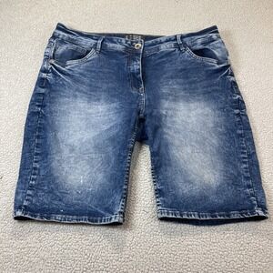 CECIL Blue Wash‎ Denim Shorts Mens Size 36 Distressed Acid Wash Jean Shorts